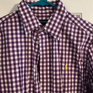 Ralph Lauren Sport womens purple check button front shirt sz M